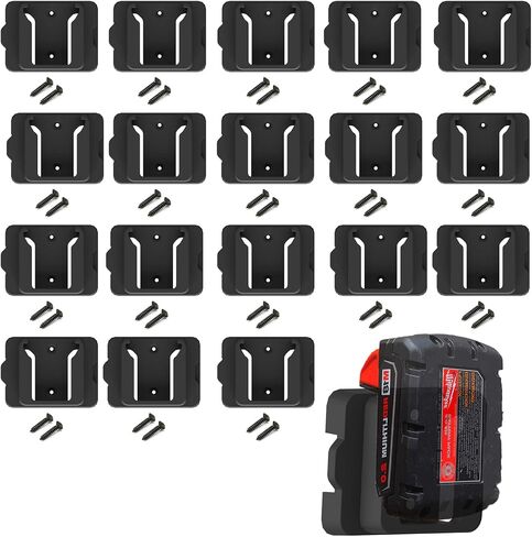 حامل بطارية Gijok لبطارية Milwaukee M18 18V (بدون بطارية)، 5 عبوات تخزين بطاريات مثبتة على الحائط للجدار، شاحنة العمل، الرف، صندوق الأدوات in Saudi Arabia