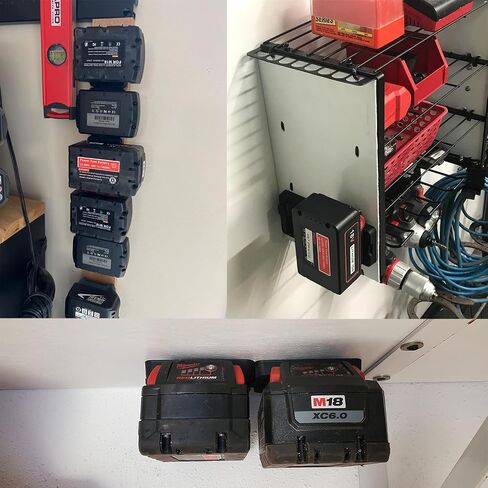 حامل بطارية Gijok لبطارية Milwaukee M18 18V (بدون بطارية)، 5 عبوات تخزين بطاريات مثبتة على الحائط للجدار، شاحنة العمل، الرف، صندوق الأدوات in Saudi Arabia