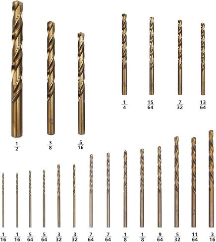 مجموعة لقم مثقاب من التيتانيوم من werktough - 21 قطعة M35 Co 5% فولاذ عالي السرعة HSS لسبائك الفولاذ والمعادن الصلبة الأخرى، أرضية بالكامل مع لقم ثقب مقسمة بزاوية 135 درجة في صندوق معدني فاخر in Kuwait