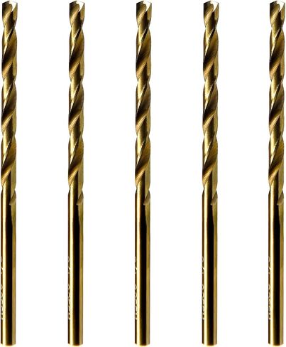 MAXTOOL No.14 5pcs Identical Jobber Length Drills Dia 0.182" HSS M35 Cobalt Twist Drill Bits Wire Gauge Numbered Golden Straight Drills; JBN35G10R14P5 in Saudi Arabia