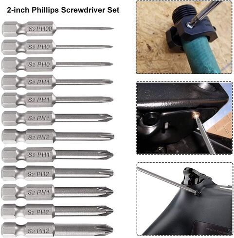 Saiper 8pcs Magnetic Phillips Screwdriver Set Bits 75mm/ 3-Inch Length | 1/4 Inch Hex Shank Cross Head Screw Driver Bit S2 Steel PH0/PH1/PH2 in Saudi Arabia