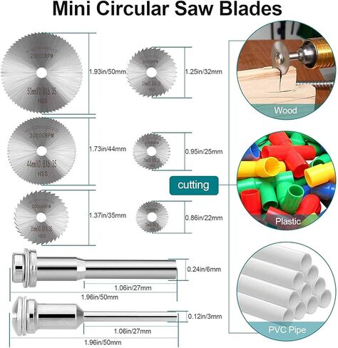 60Pcs Cutting Wheel Set for Rotary Tool, Resin Cut Off Wheels, Mini HSS Saw Blades, Resin Cut Off Disc, 545 Diamond Cutting Wheel, Cutter Kit with Mandrels for Wood Glass Plastic Stone Metal in Kuwait