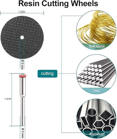 60Pcs Cutting Wheel Set for Rotary Tool, Resin Cut Off Wheels, Mini HSS Saw Blades, Resin Cut Off Disc, 545 Diamond Cutting Wheel, Cutter Kit with Mandrels for Wood Glass Plastic Stone Metal in Kuwait