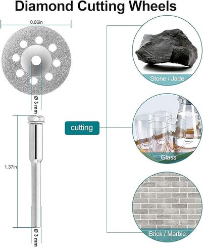 60Pcs Cutting Wheel Set for Rotary Tool, Resin Cut Off Wheels, Mini HSS Saw Blades, Resin Cut Off Disc, 545 Diamond Cutting Wheel, Cutter Kit with Mandrels for Wood Glass Plastic Stone Metal in Kuwait