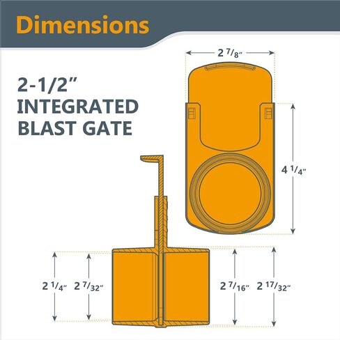 POWERTEC 70294 2-1/2" Integrated Blast Gate Clog Resistant, Anti Gap Tapered ABS Plastic Fitting for Dust Collection Systems – 1 PK in Saudi Arabia
