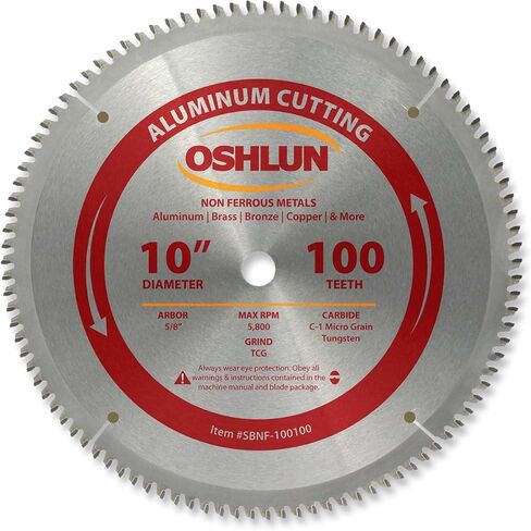 Oshlun SBNF-100100 10-Inch 100 Tooth TCG Saw Blade with 5/8-Inch Arbor for Aluminum and Non Ferrous Metals in Saudi Arabia