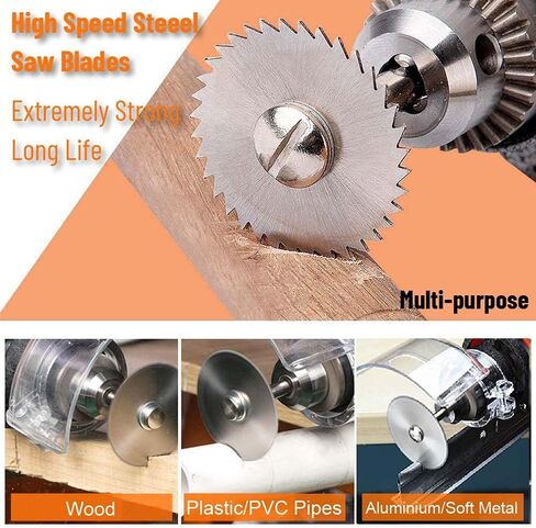 6 قطع من شفرات منشار HSS مع 1 قطعة 1/8 بوصة قضيب تمديد عرق، مجموعة قطع عجلة للأدوات الدوارة in Kuwait