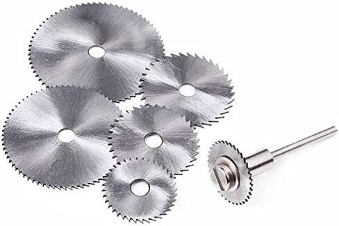 6 قطع من شفرات منشار HSS مع 1 قطعة 1/8 بوصة قضيب تمديد عرق، مجموعة قطع عجلة للأدوات الدوارة in Kuwait