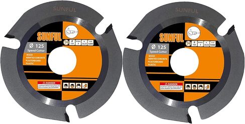 2 - Pack SUNFUL Wood Carving Disc for Angle Grinder 5 Inch, 3 Teeth Circular Woodcarving Saw Blade for Cutting, Sculpting and Shaping, Stump Log Grinder Attachment with 7/8" Arbor, Teflon Coating in Saudi Arabia