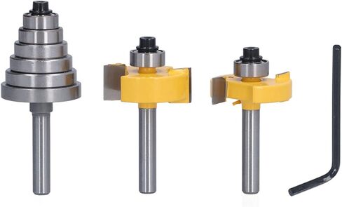 Rabbet Router Bit 1/4 Inch Shank with 6 Bearings Set for Multiple Depths (1/8", 1/4", 5/16", 3/8", 7/16", 1/2" Interchangeable and Adjustable Bearings) in Saudi Arabia