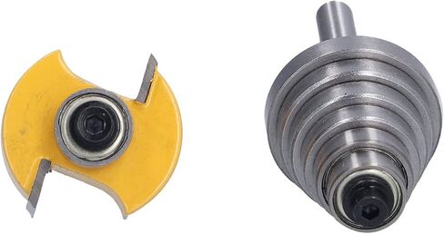 Rabbet Router Bit 1/4 Inch Shank with 6 Bearings Set for Multiple Depths (1/8", 1/4", 5/16", 3/8", 7/16", 1/2" Interchangeable and Adjustable Bearings) in Saudi Arabia