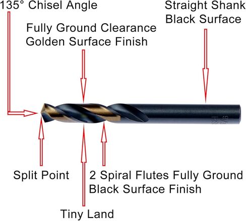 MAXTOOL 5/16" 2pcs Identical Screw Machine Drills HSS M2 Twist Stub Drill Bits Black & Bronze Fully Ground Straight Shank Short Drills; SMF02H10R20P2 in Saudi Arabia