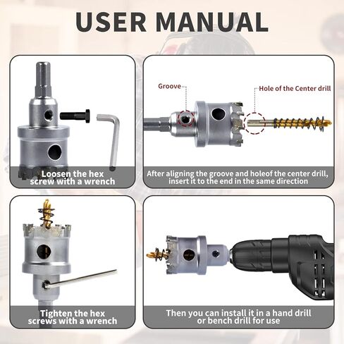 طقم منشار ثقب TCT 12 قطعة للمعادن الصلبة، 5/8 بوصة - 2-1/8 بوصة قاطع ثقب مائل من كربيد التنجستن مع مثقاب تجريبي للفولاذ المقاوم للصدأ والحديد والألومنيوم والسبائك والبلاستيك in Kuwait
