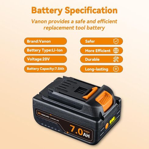 VANON 4.0Ah 20V Battery Replacement for Worx 20V Battery Compatible with Worx 20 Volt Lithium WA3520 WA3525 WG151s WG155s WG251s WG255s WG540s WG545s Cordless Power Tools 2Pack in Saudi Arabia