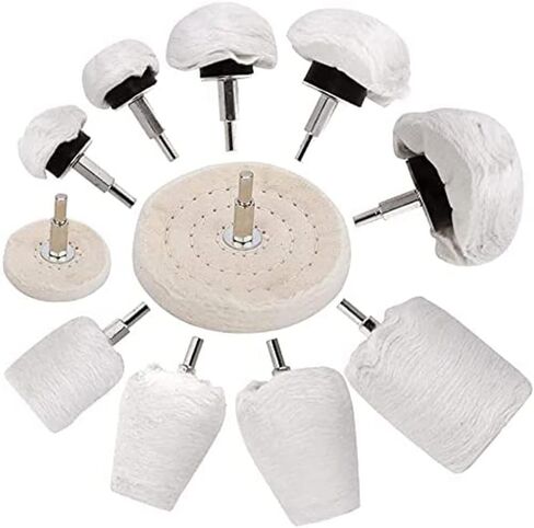 11 Pcs Buffing Wheel Set for Drill, Polishing Tool Kit, 1/4" Hex Shaft Cotton Grinding Head for Rotary Tools in Saudi Arabia