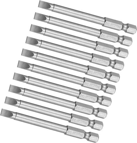 Kozelo 10pcs Slotted Screwdriver Bit - [3 Inch x H1/4 x SL5] Hex Shank Magnetic Flat Batch Head for Pneumatic or Power Tool Use, S2 Steel in Saudi Arabia