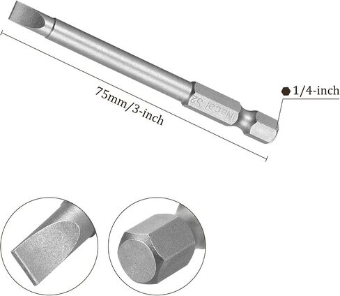 Kozelo 10pcs Slotted Screwdriver Bit - [3 Inch x H1/4 x SL5] Hex Shank Magnetic Flat Batch Head for Pneumatic or Power Tool Use, S2 Steel in Saudi Arabia