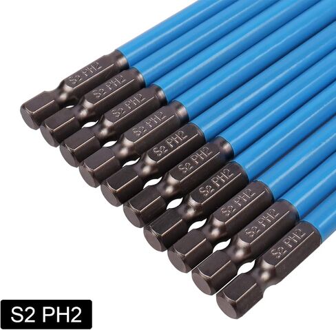 Wolfride 10PCS Long Phillips Driver Bits PH2 Driver Bits Long Phillips Drill Bit Set - 5.9 Inch in Kuwait