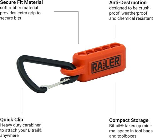 Railer Double Square 8 Point Star Bit Set - Premium S2 Steel 2 Inch Impact Driver 5-Piece 8 Spline Double Square Bit Set With A Tool Storage Bit Holder & Carabiner in Saudi Arabia