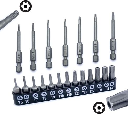 VETCO 20-Piece Security Torx Bit Set, Tamper Resistant Star Bits Set S2 Steel, 1" and 2.25" Long T5 - T15 in Kuwait