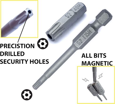 VETCO 20-Piece Security Torx Bit Set, Tamper Resistant Star Bits Set S2 Steel, 1" and 2.25" Long T5 - T15 in Kuwait