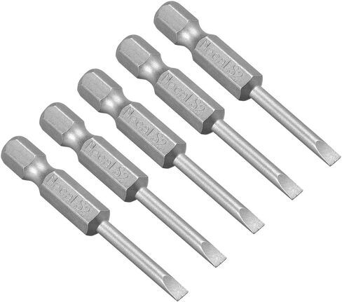 uxcell 5 Pcs 6mm Slotted Tip Magnetic Flat Head Screwdriver Bits, 1/4 Inch Hex Shank 2-inch Length S2 Power Tool in Saudi Arabia
