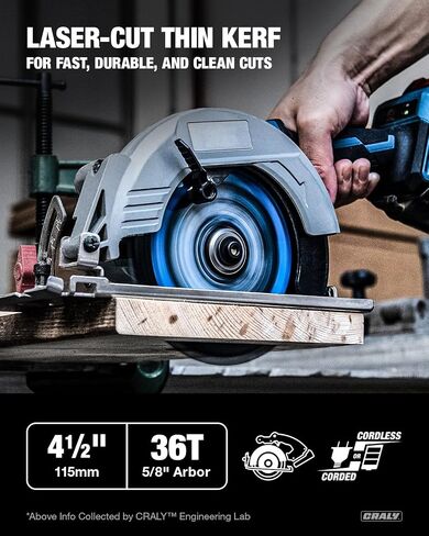 CRALY 4-1/2 Inch 24&36 Teeth Wood Cutting Framing/Fine Finish Circular Saw Blade, 9.5 mm Arbor, Carbide Tipped, Thin Kerf, Black Ice Coating, for Plywood, MDF, OSB, Laminated, 2-Pack(C042436-2) in Kuwait
