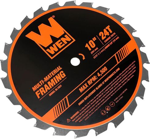 WEN BL1024C Apex 10-Inch 24-Tooth Carbide-Tipped Multi-Material Industrial-Grade Framing Saw Blade with Cool-Cut Coating in Saudi Arabia