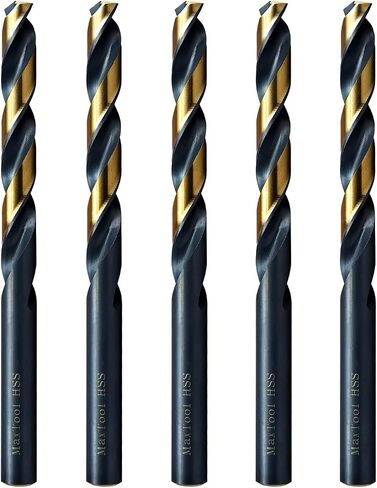 MAXTOOL 1/4" 5pcs Identical Jobber Length Drills HSS M2 Twist Drill Bits Fully Ground Black & Bronze Straight Shank Drills; JBF02H10R16P5 in Saudi Arabia