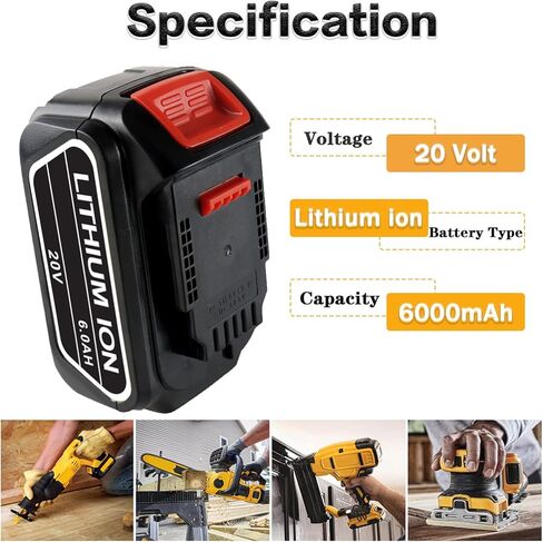 4 حزمة 6.0Ah 20V استبدال البطارية 20V ماكس بطارية DCB204 DCB206 DCB200 DCB201 DCB203 DCB204 DCB180 يناسب 20V أدوات كهربائية لاسلكية in Kuwait