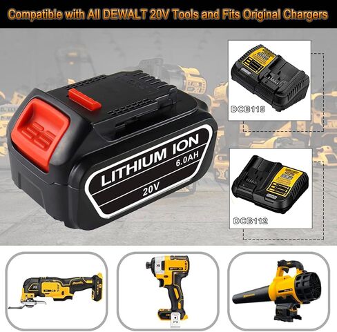 4 حزمة 6.0Ah 20V استبدال البطارية 20V ماكس بطارية DCB204 DCB206 DCB200 DCB201 DCB203 DCB204 DCB180 يناسب 20V أدوات كهربائية لاسلكية in Kuwait