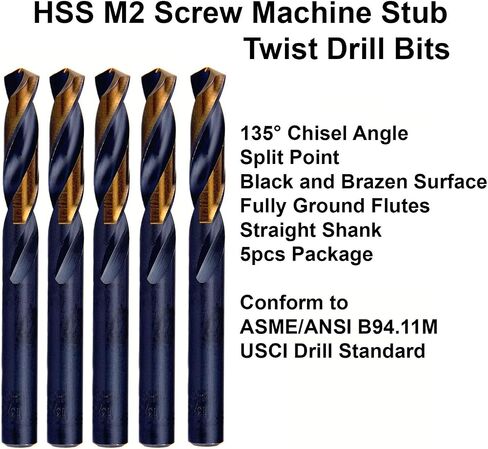 MAXTOOL 7/32" 5pcs Identical Screw Machine Drills HSS M2 Twist Stub Drill Bits Black & Bronze Fully Ground Straight Shank Short Drills; SMF02H10R14P5 in Saudi Arabia