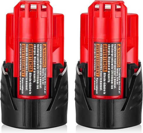 BABAKA 2 Packs 3.0Ah M12 Replacement Battery for Milwaukee 12V Battery for XC 48-11-2411 48-11-2420 48-11-2401 48-11-2402,48-11-2430,48-11-2440,48-11-2460, 48-11-2412 Cordless Tools Batteries in Kuwait