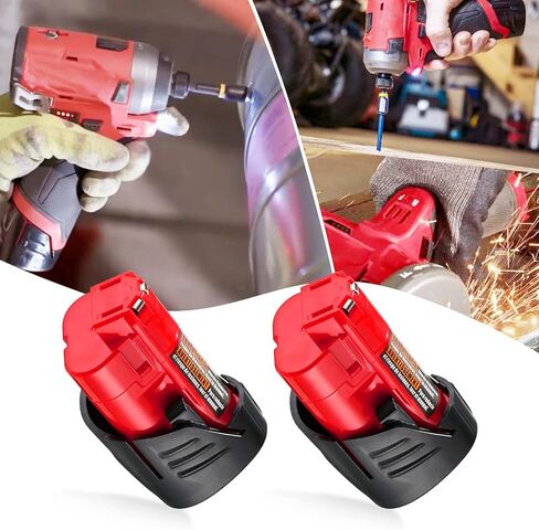 BABAKA 2 Packs 3.0Ah M12 Replacement Battery for Milwaukee 12V Battery for XC 48-11-2411 48-11-2420 48-11-2401 48-11-2402,48-11-2430,48-11-2440,48-11-2460, 48-11-2412 Cordless Tools Batteries in Kuwait