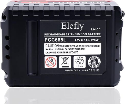 ELEFLY 2 حزمة 20 فولت بحد أقصى 6.0 أمبير PCC685L بديل لكابل بورتر 20 فولت بطارية ليثيوم PCC685LP PCC680L PCC681L PCC682L، متوافق مع أدوات كابل بورتر 20 فولت in Kuwait