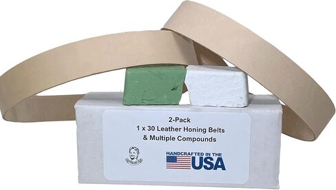 Leatherbeltman 1" x 30" Leather Honing & Polishing Belt for Sharpening - Buffing Compound Included in Saudi Arabia