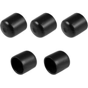 uxcell 5pcs Rubber End Caps 21mm ID Vinyl Round Tube Bolt Cap Cover Screw Thread Protectors Black