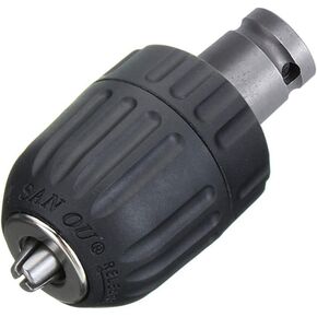Yakamoz 0.8-10mm Keyless Drill Chuck Quick Change Converter Conversion Tool with 1/2 Inch Socket Square Female Adapter for Air Impact Wrench | 1/32" - 3/8" Capacity