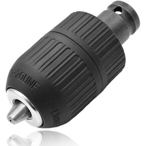 Mesee 2-13mm Capacity Keyless Drill Chuck Adapter, 1/2-20UN Mount Thread Impact Quick Change Conversion Tool for Air Impact Wrench