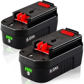 TenHutt 【Lithium-ion 6.0Ah! | NOT Ni-Mh】 2Packs 18V Replace Battery for Black and Decker 18V Battery 6.0Ah HPB18 HPB18-OPE 244760-00 A1718 FS18FL FSB18 Firestorm Cordless Power Tools Lithium Battery in Saudi Arabia