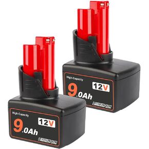 AMICROSS 12V 9.0Ah Battery Compatible with Milwauki 12V Electric Tools MLW2553-20, 2420-20, 2407-20, 2462-20, 48-59-2401, 2415-20, 2426-20, MLW2504-20, 2445-20, 49-24-0146, 2351-20, 2520-20 2-Pack in Kuwait