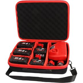 TENMOER Battery Storage Box Organizer,Carrying Case Replacement for Milwaukee M12 M18 18V Battery and Charger Hold 12V M18 18V 2.0/3.0/4.0/5.0/6.0/9.0/12.0Ah Battery-Case Only in Kuwait