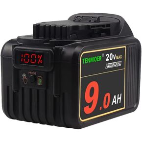 TENMOER 20V Max 9.0Ah Premium Battery Compatible with Dewalt 20V Cordless Tools with Digital Indicator in Kuwait