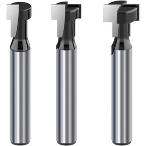 ROOCBIT T Slot Router Bit 1/4 Inch Shank Keyhole Router Bit Set - 5/16, 3/8, 1/2 Inch Cut Diameter Woodworking Tool 3 Pcs