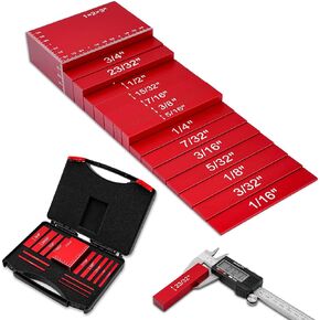 Setup Blocks Height Gauge Set, Packing 15 PCS Precision Solid Aluminum Router Table Saw Fence Set Up Bars for Woodworking ，Laser Engraved Size Markings， Easy Read Laser Etched Sizes,Storage Case