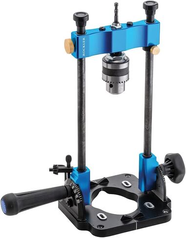 Rockler Drill Guide w/Chuck Key - Full-Size Drill Press Accessories for Small Shops - 0° to 60° Angle Drill Guide w/Easy-to-Read Protractor Scale - Self-Centering Portable Drill Guide in Saudi Arabia