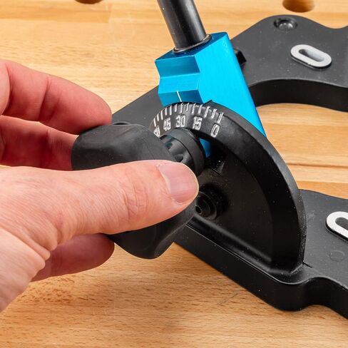 Rockler Drill Guide w/Chuck Key - Full-Size Drill Press Accessories for Small Shops - 0° to 60° Angle Drill Guide w/Easy-to-Read Protractor Scale - Self-Centering Portable Drill Guide in Saudi Arabia