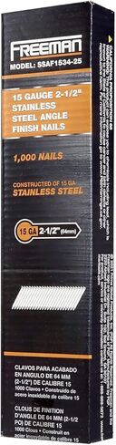 Freeman SSAF1534-25 15-Gauge 2-1/2" أظافر زاوية من الفولاذ المقاوم للصدأ مربوطة بالغراء (عدد 1000) in Kuwait