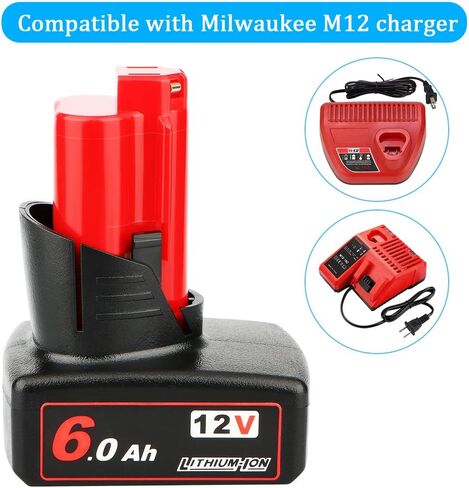 TENMOER 2 Pack 6.0Ah متوافق مع استبدال بطارية ميلووكي 12 فولت لبطاريات ميلووكي 12 فولت 48-11-1860 in Saudi Arabia