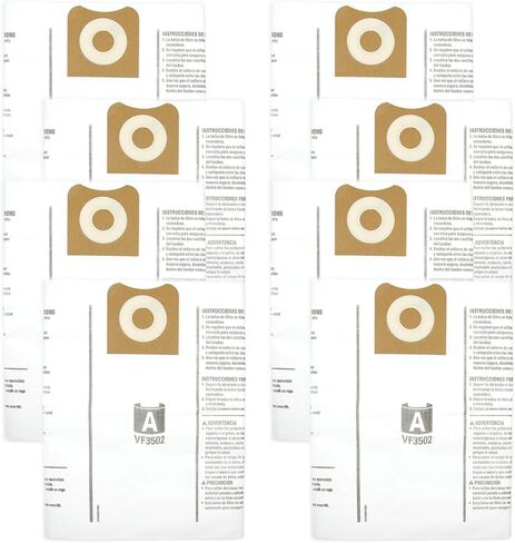 8 عبوات 23743 VF3502 Shop Vac استبدال أكياس Fiter متوافقة مع مكنسة Ridgid سعة 12-16 جالون الرطب والجاف in Kuwait